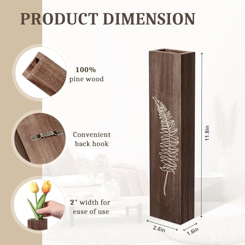 HOMIEE 4 Pack Wooden Wall Planters with Artificial Eucalyptus