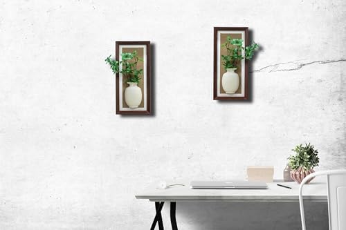Wood Frame Wall Planter with Artificial Plants Indoor Decor Hanging Holder for Fresh and Dried Flowers