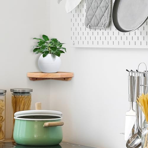 Alipis Corner Shelf Wall Mounted Wooden Floating Storage Shelf for Bedroom Living Room Kitchen Hotel