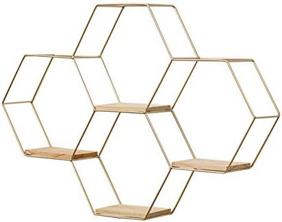 Washranp Nordic Hexagonal Iron Floating Shelf Storage
