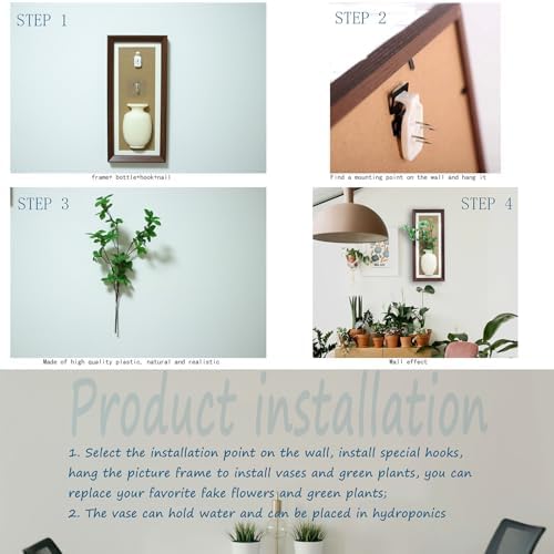 Wood Frame Wall Planter with Artificial Plants Indoor Decor Hanging Holder for Fresh and Dried Flowers