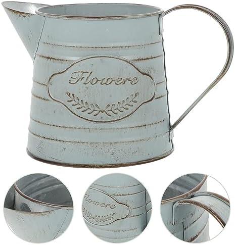 Happyyami Vintage Metal Flower Jug Decorative Pot for Home Office Garden Decor