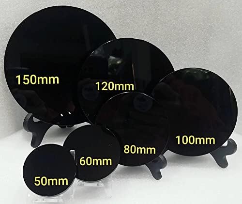 Black Obsidian Scrying Mirror Crystal Round Plate Home Decor