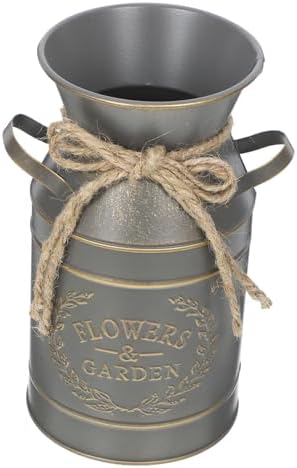 Farmhouse Decorative Metal Flower Bucket for Dried Flowers and Occasions