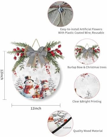 Christmas Wreath Welcome Sign Decor Door