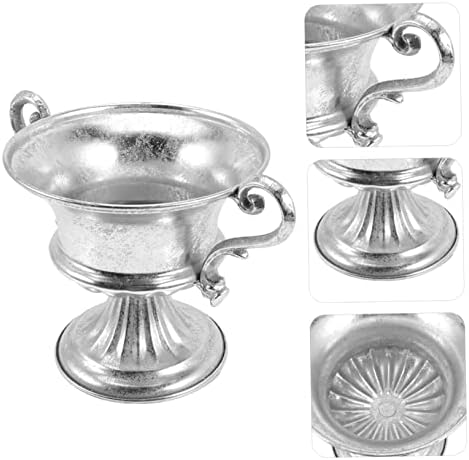 Vintage Silver Footed Vase Chinoiserie Design