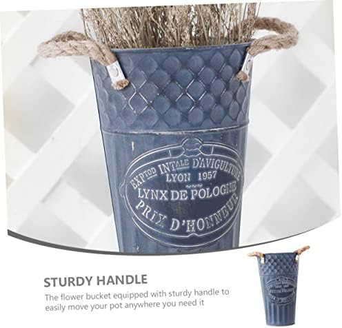 Happyyami Vintage Metal Flower Bucket Planter with Handles