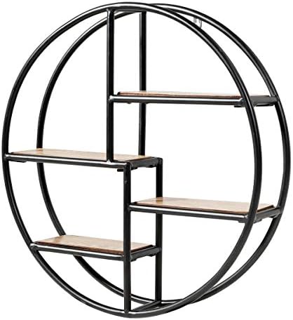 Tangkula 4-Tier Round Wall Shelf with Iron Frame