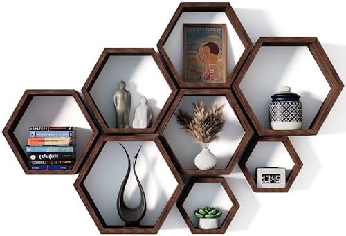 Decovate Hexagon Floating Shelves Set of 8