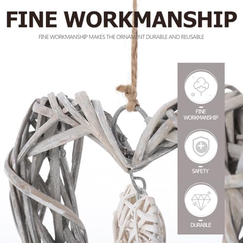 3Pcs Wicker Heart Wreath for Wall Hanging Rustic Decor