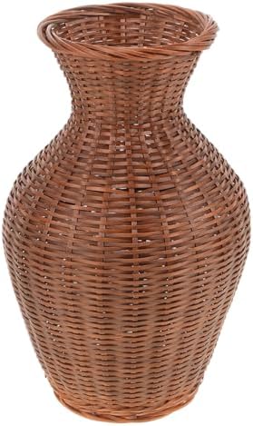 PRETYZOOM Rattan Woven Flower Vase Rustic Farmhouse Decor