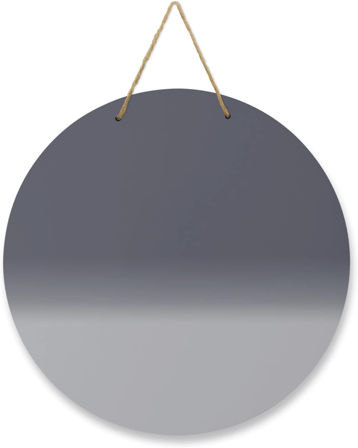 Welcome Sign for Front Door Ombre Grey Round Wooden Hanging Housewarming Decor