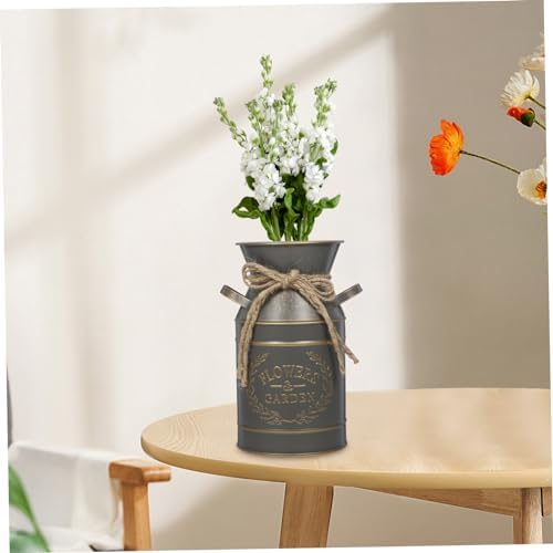 Balacoo Rustic Galvanized Flower Vase Double Handle