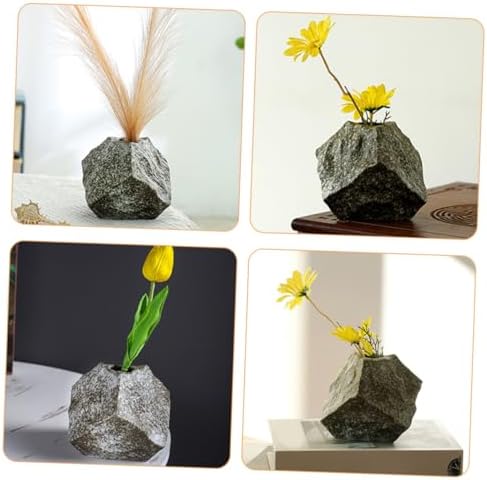 PRETYZOOM Modern Ceramic Flower Vase with Unique Rock Pattern