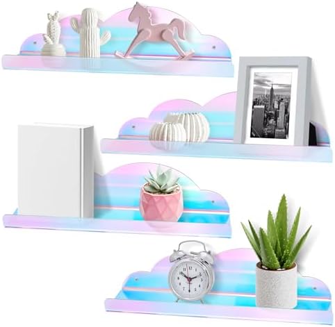 Iridescent Floating Shelves 4 Pack for Home Decor