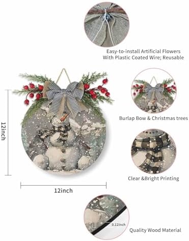 Welcome Sign Christmas Wreath Decorations Snowman Wall Sign