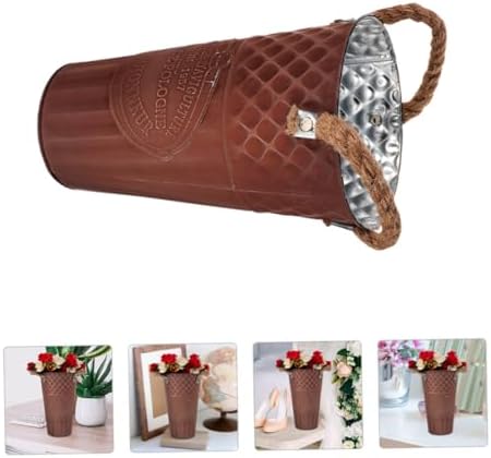 SUPVOX Vintage Iron Flower Bucket Decorative Vase