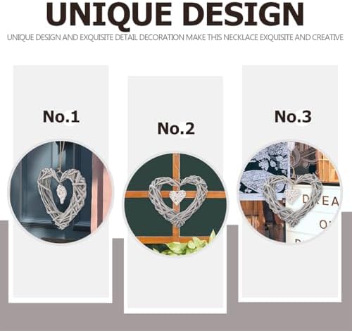 3Pcs Wicker Heart Wreath for Wall Hanging Rustic Decor