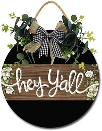 Hey Yall Front Door Sign Funny Wreath 12x12 Inch