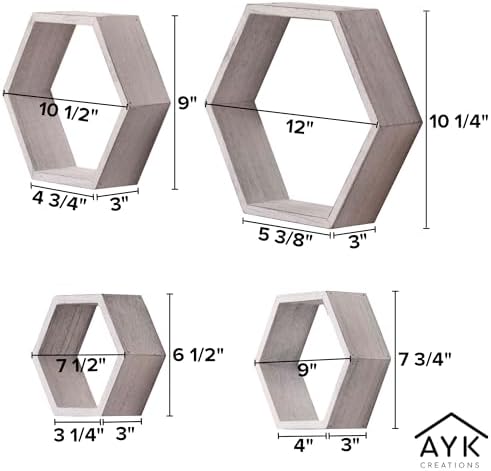 Dual Purpose Hexagon Shelves Set of 4 for Wall and Hanging