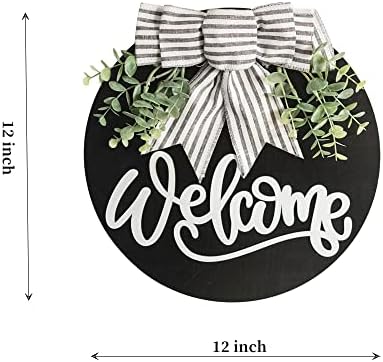 Welcome Wreath Front Door Decor Black Welcome Sign