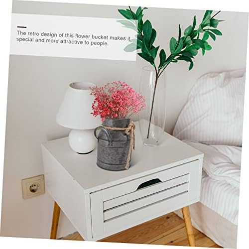 Retro Iron Flower Bucket Pot Vase for Home Decor