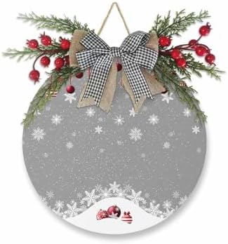Welcome Sign Christmas Wreath Decor Round Wooden Plaque 1