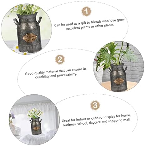 Milisten 2pcs Decorative Vintage Iron Flower Pots for Home and Office Use