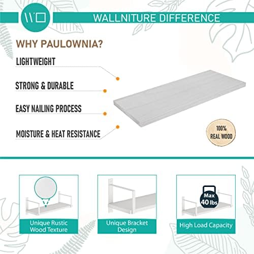 Wallniture Toledo 17 Inch Floating Shelves Set of 4 White