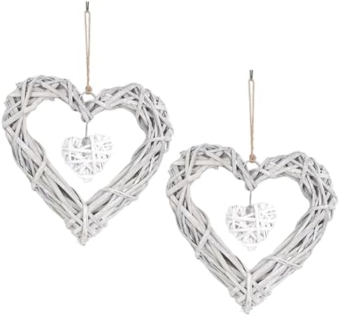 CUCUFA Wicker Heart Wreath 2Pcs Wall Decor