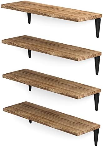 Wallniture Arras Floating Shelves Set of 4 17x6 Burned Finish