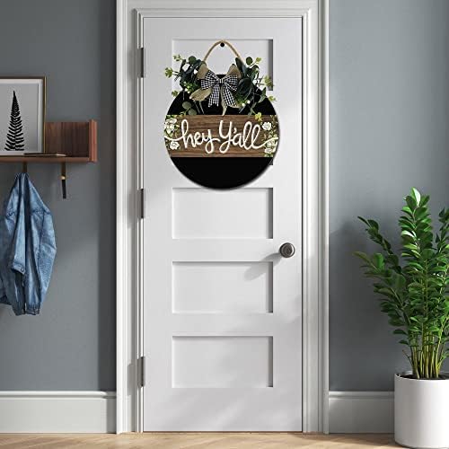 Hey Yall Front Door Sign Funny Wreath 12x12 Inch