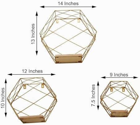 Efavormart 3 Pack Hexagonal Floating Shelves - 9 12 4 Inches