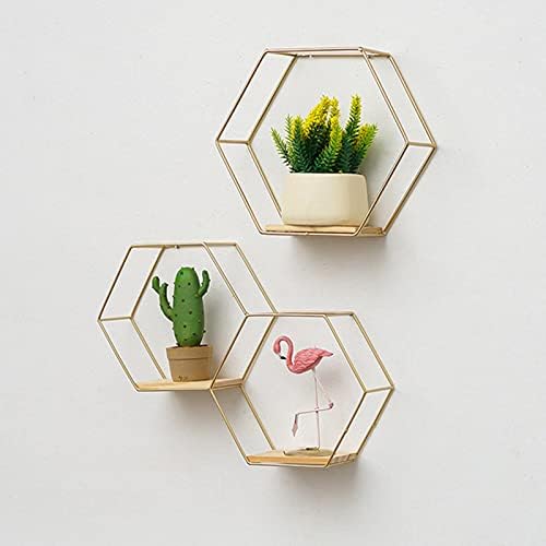 Washranp Nordic Hexagonal Iron Floating Shelf Storage
