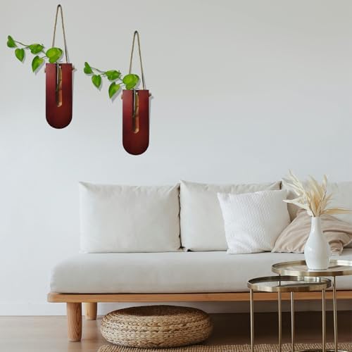 Jovetti Wood Wall Planter 2pcs Brown Boho Decor