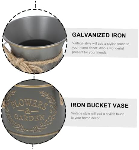 PRETYZOOM Vintage Galvanized Metal Jug Vase for Dried Flowers Rustic Planter with Handle