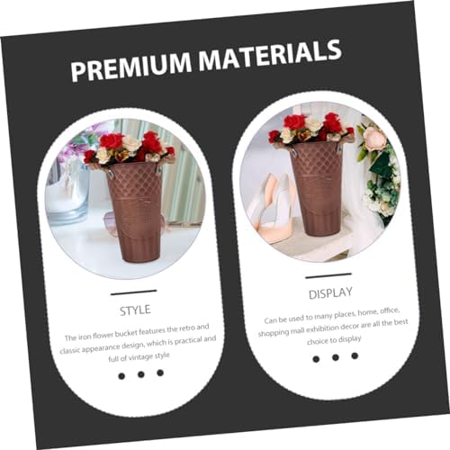 Vintage Style Flower Bucket Rustic Decorative Metal Vase