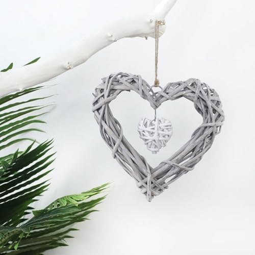 Heart Shape Wicker Wreath for Front Door and Wall Decor
