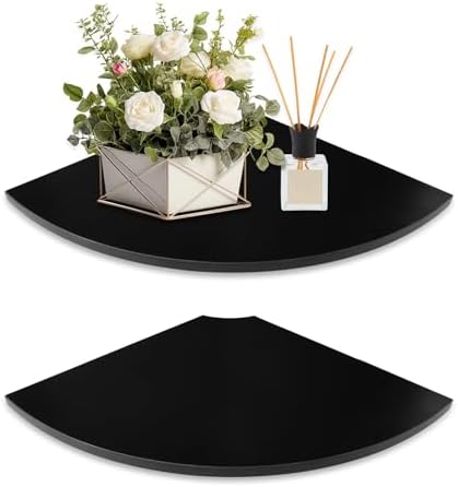 JJL Floating Corner Shelves Set of 2 Black 12 Inch