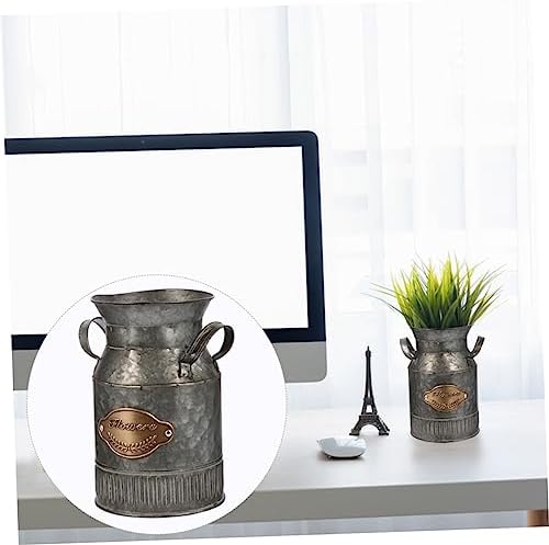 Milisten 2pcs Decorative Vintage Iron Flower Pots for Home and Office Use
