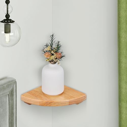 Alipis Corner Shelf Wall Mounted Wooden Floating Storage Shelf for Bedroom Living Room Kitchen Hotel