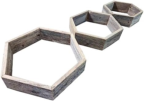 Rockin Wood Reclaimed Hexagon Shelves Set of 3