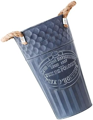 Happyyami Vintage Metal Flower Bucket Planter with Handles