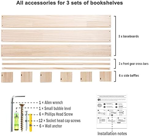 AZSKY Floating Wall Bookshelf Set of 3