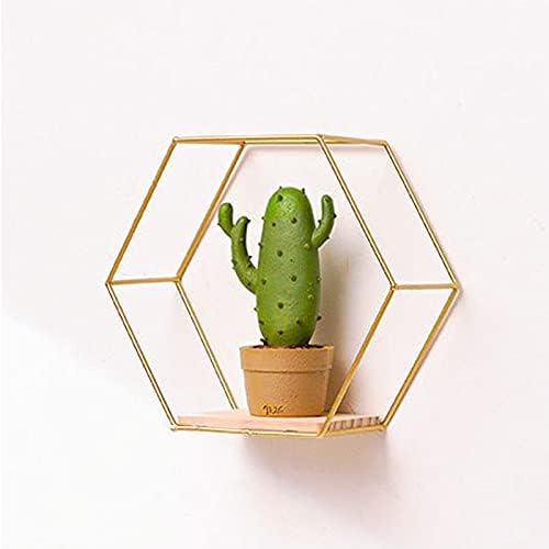 3Pcs Gold Hexagonal Floating Shelves Wall Decor