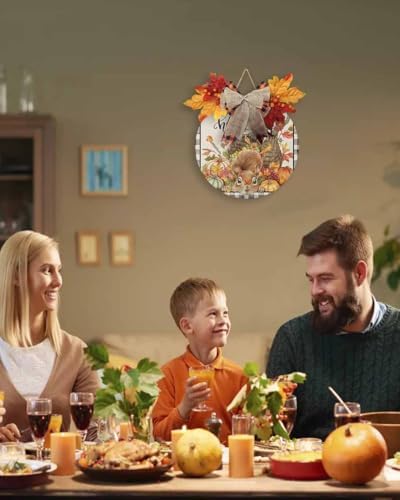Welcome Sign Front Door Fall Thanksgiving Wreath Decor