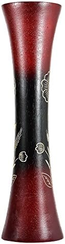 AeraVida Red Tall Slim Wooden Dry Vase