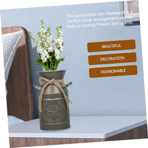 Galvanized Iron Flower Jug Vase Cottage Decor