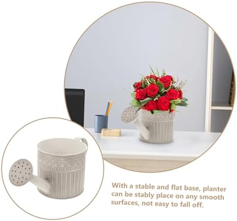 Retro Iron Flower Bucket Vase with Handle