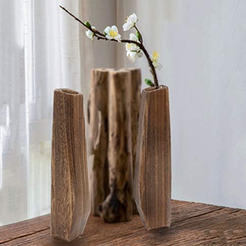 Wakauto Rustic Tall Oblong Wooden Vase